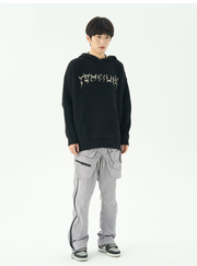 Oversize Embroidery Knit Hoodie