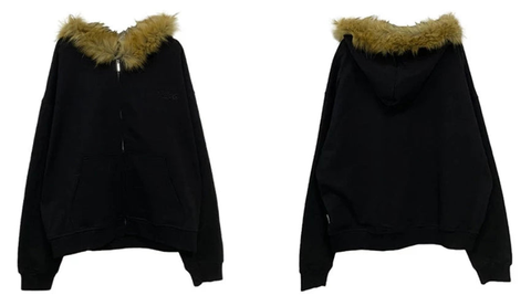 Oversize Fur Neck Zipper Hoodie