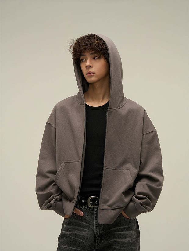 Oversize Short Zipper Hoodie