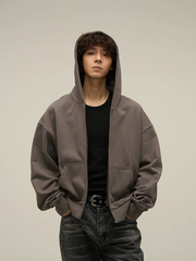 Oversize Short Zipper Hoodie