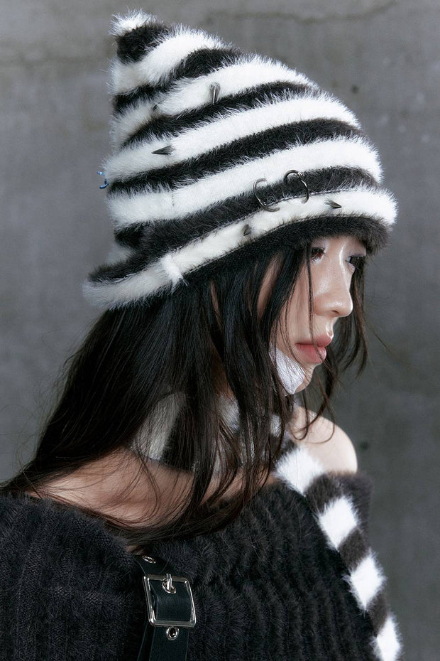 Furry Striped Hat