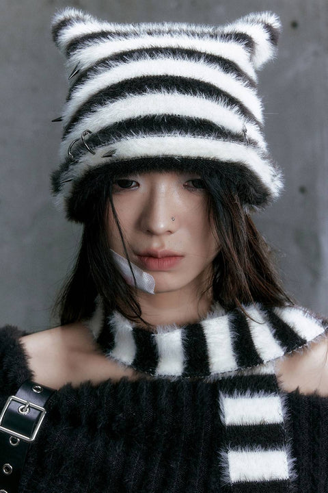 Furry Striped Hat