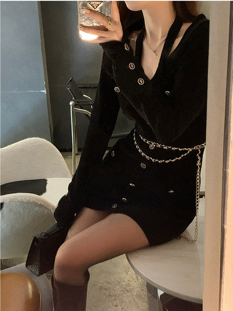 Solid Vintage Knitted Dress