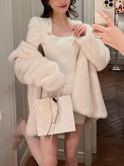 Gold Button Long Sleeve Dress