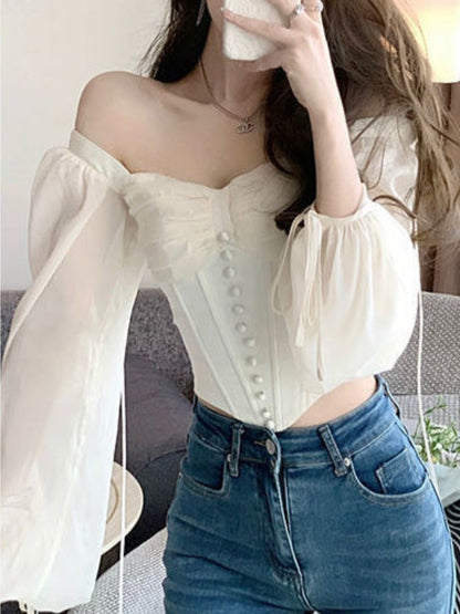 Vintage Chiffon Long Sleeve Blouse