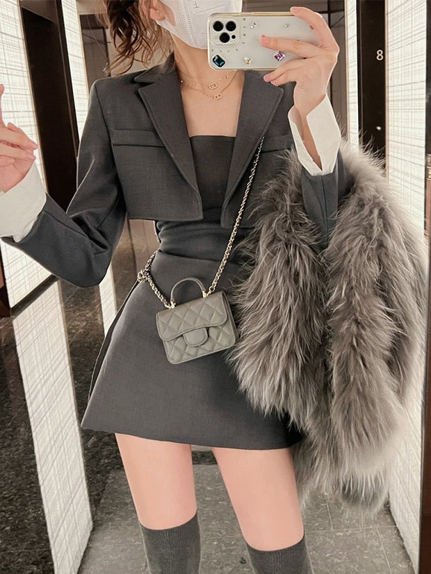 Blazer Top & Long Dress Set