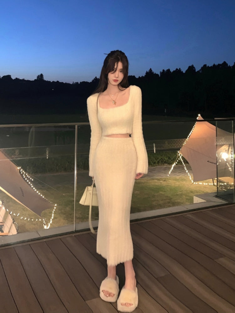 Knit Top & Skirt Fall Set