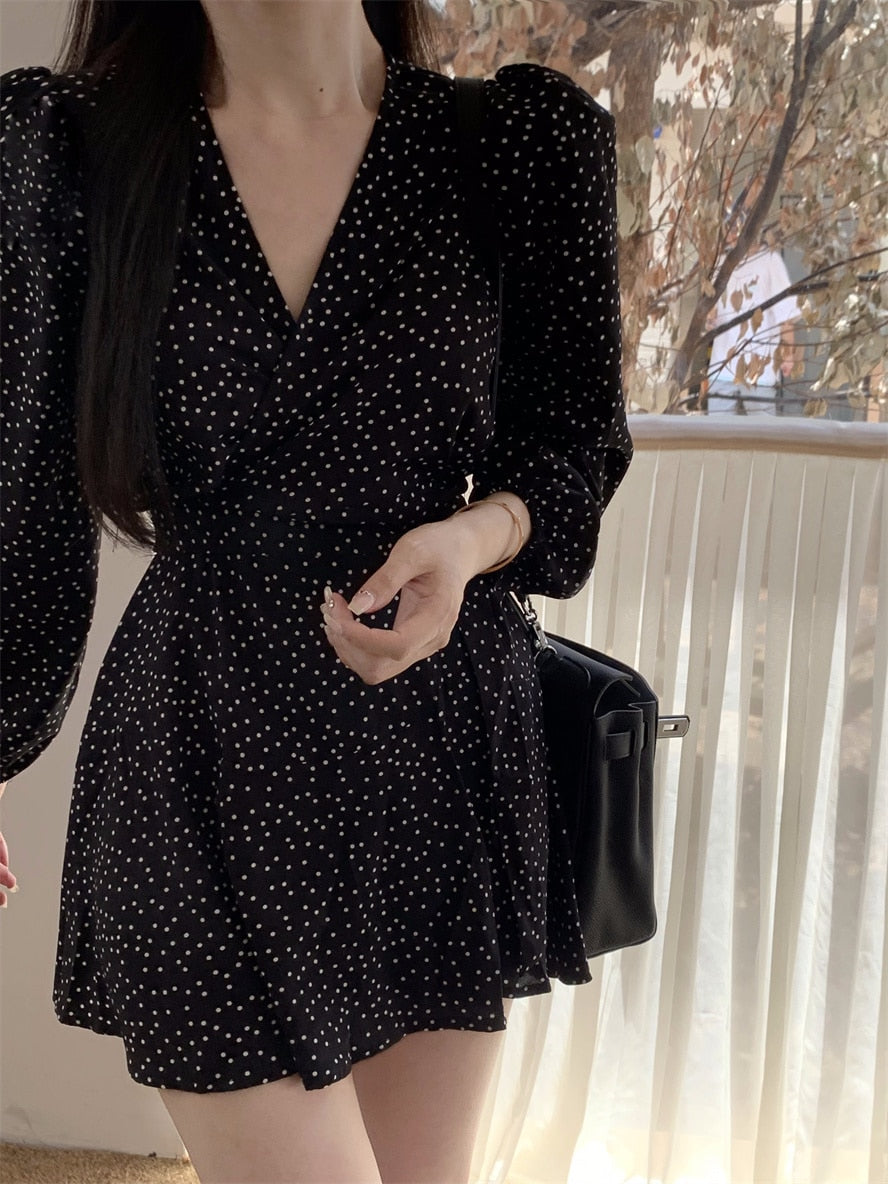 V-Neck Polka Dot Dress