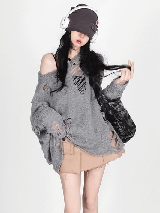 Oversized Distressed Sweater