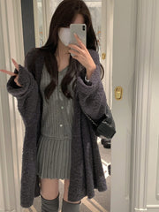 Knitted Cardigan + Mini Skirt Set