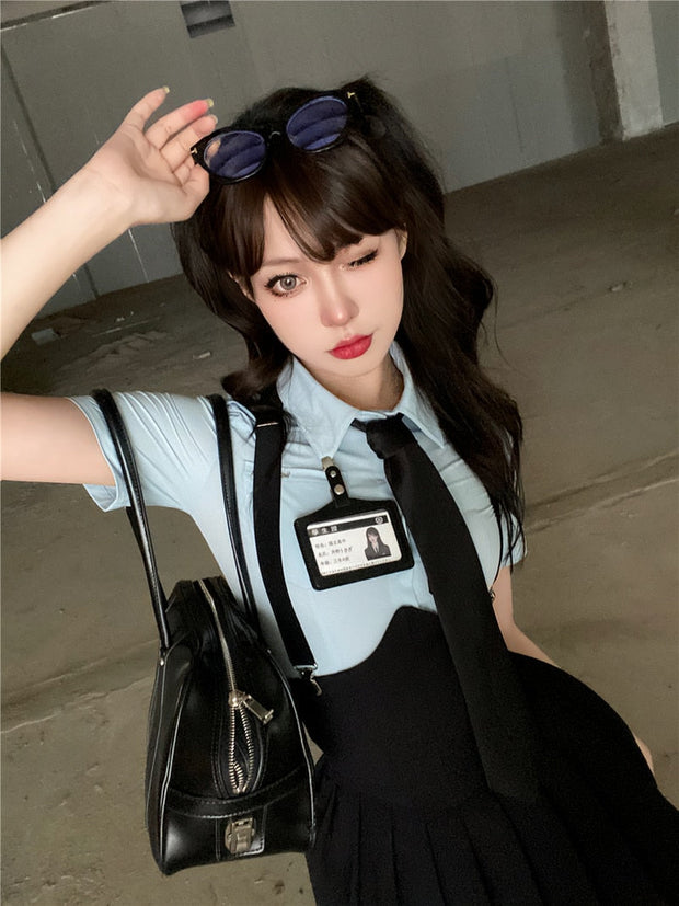 Blue Tie & Skirt Set