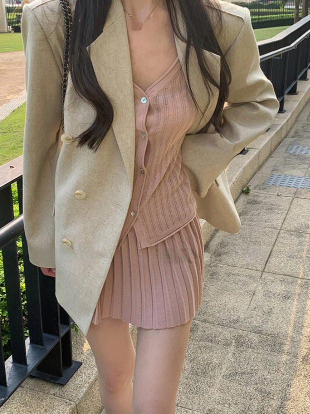 Knitted Cardigan + Mini Skirt Set