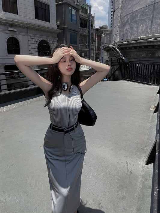 High Neck Top & Long Skirt Set