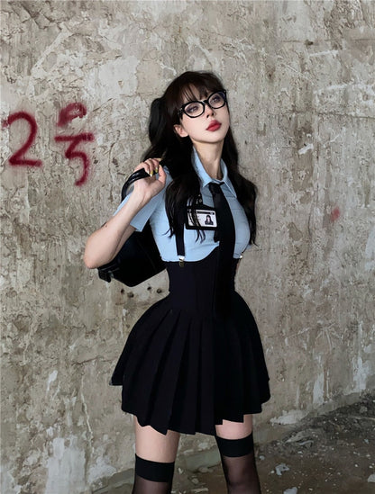 Blue Tie & Skirt Set