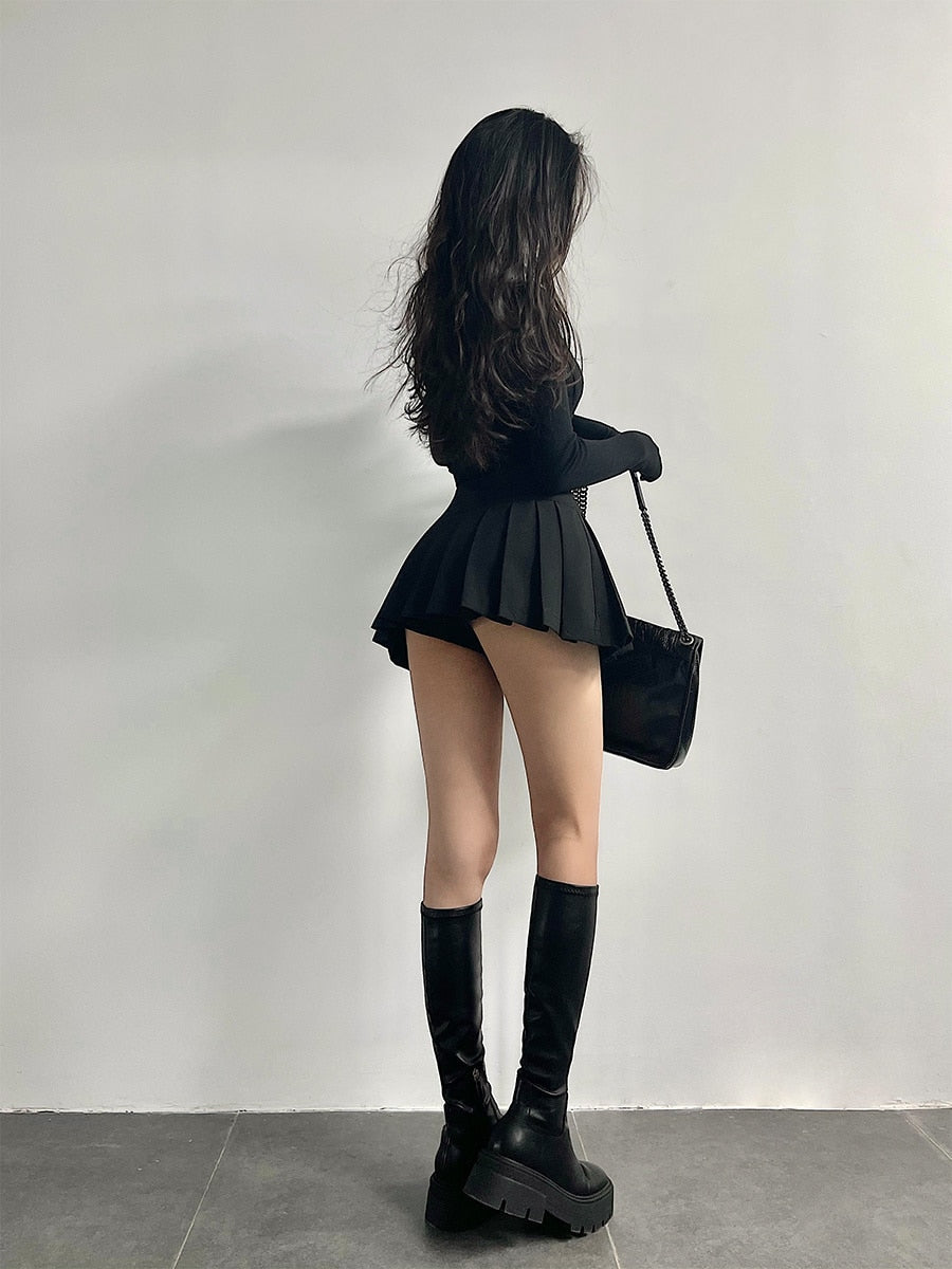 High Waist Cut Accent Skirt