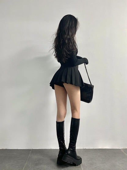 High Waist Cut Accent Skirt