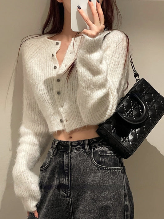 Fleece Cropped Cardigan
