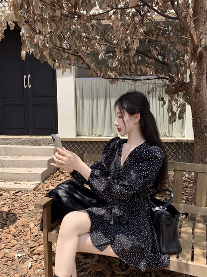 V-Neck Polka Dot Dress