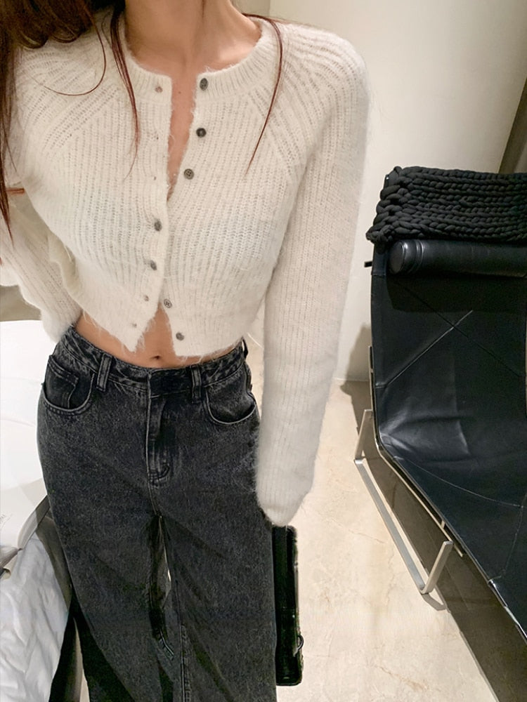 Fleece Cropped Cardigan