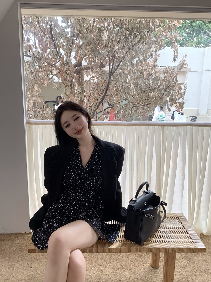 V-Neck Polka Dot Dress