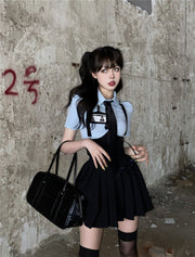 Blue Tie & Skirt Set