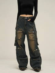 Wide-leg Cargo Denim Jeans