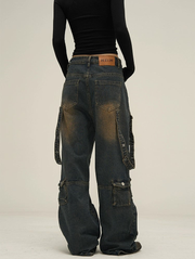 Wide-leg Cargo Denim Jeans