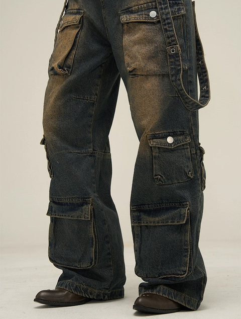 Wide-leg Cargo Denim Jeans