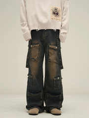 Wide-leg Cargo Denim Jeans