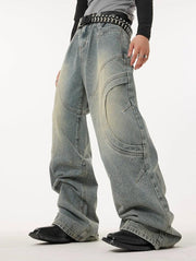 Wide-leg Curve Design Denim Jeans