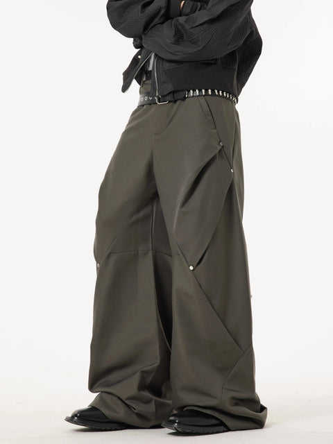 Wide-leg Pleats Trousers