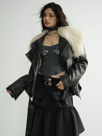 Double Waist Pants With Belt / Asymmetric Pocket Skirt - My Store