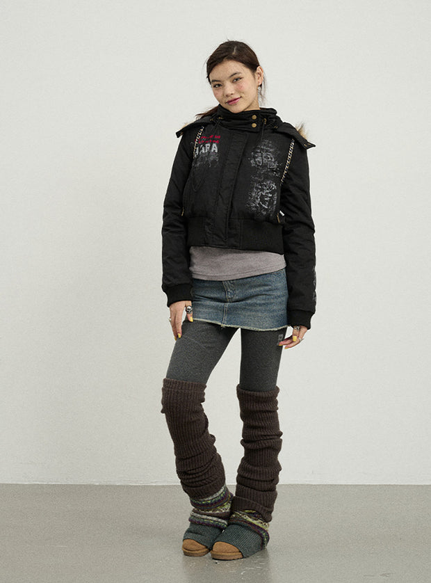 Detachable Cap Cotton Short Jacket (3color)