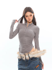 Zip Front Long Sleeve Collared Running Top