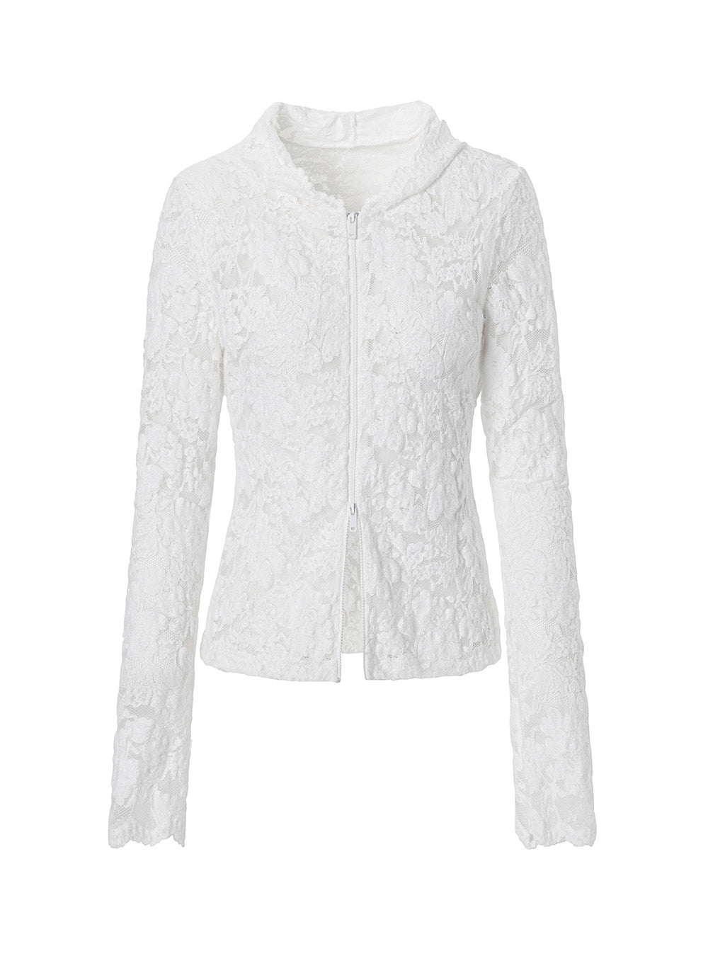 Lace Jacquard Slim Fit Hooded Sweatshirt
