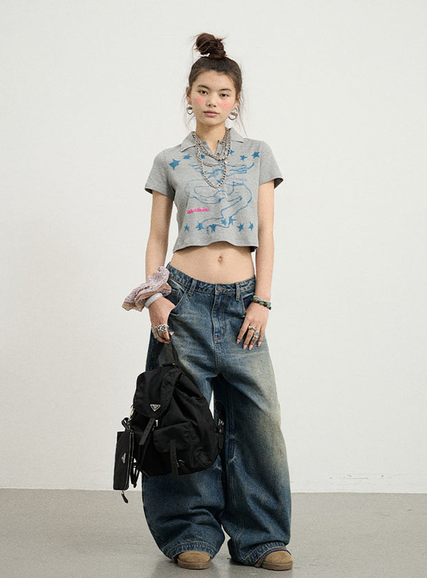 Retro Curve-Line Denim