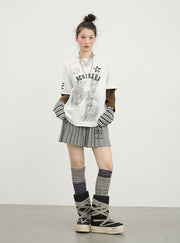 Spring Print Basketball Layered Top (3color)