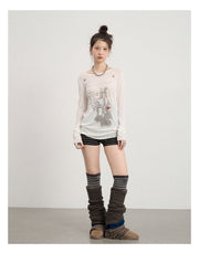 Fallen Print Long-Sleeved Top (4color)