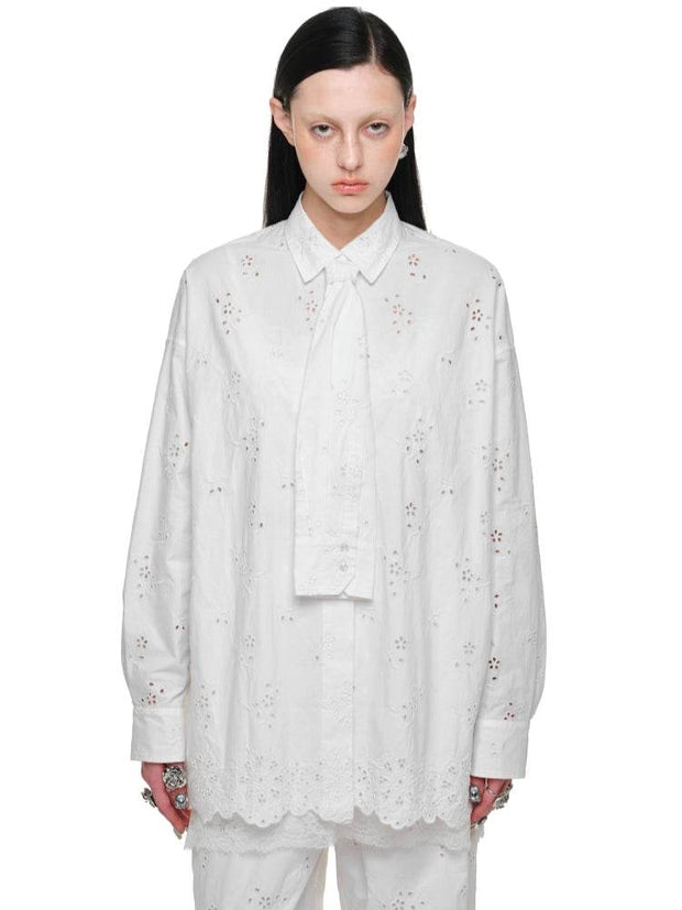 1Jinn Studio White Lace Jacquard Shirt - My Store