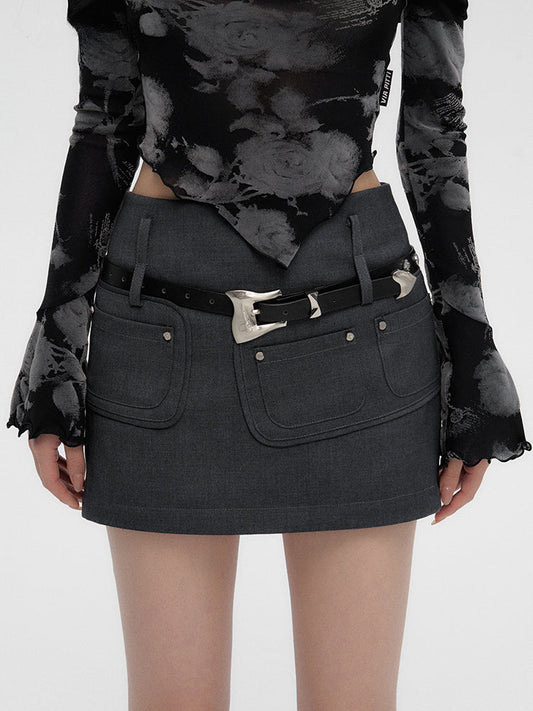 Pocket High Waisted Mini Skirt