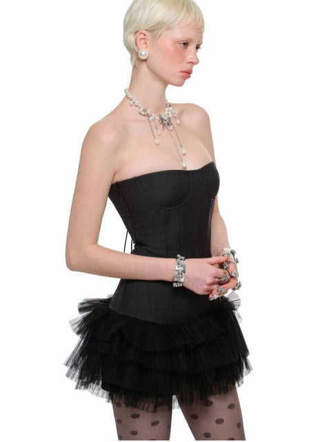 1Jinn Studio Boned Bustier Tulle Mini Dress - My Store