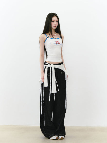 Irregular Wide-Leg Denim Pants