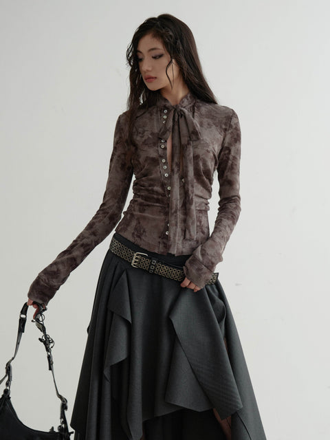 Edgy Tiered Asymmetric Skirt With Studded Belt - My Store