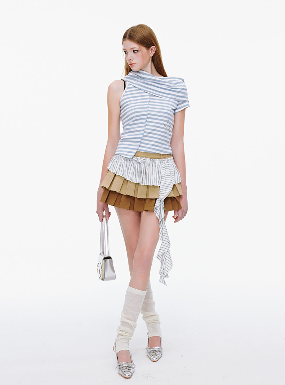 Layered Double Layer Pleated Short Skirt