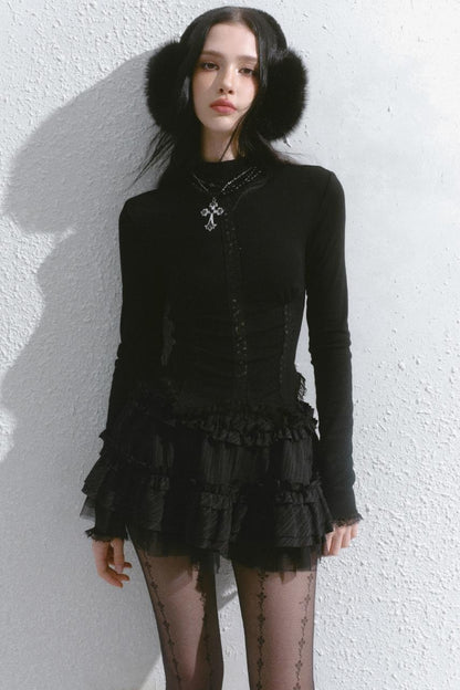 Lace Inner Layer Long Sleeve Top
