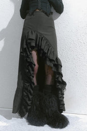 Vintage Lace Panel Pleated Skirt