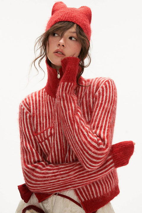 Hooded Striped Sweater - My Store