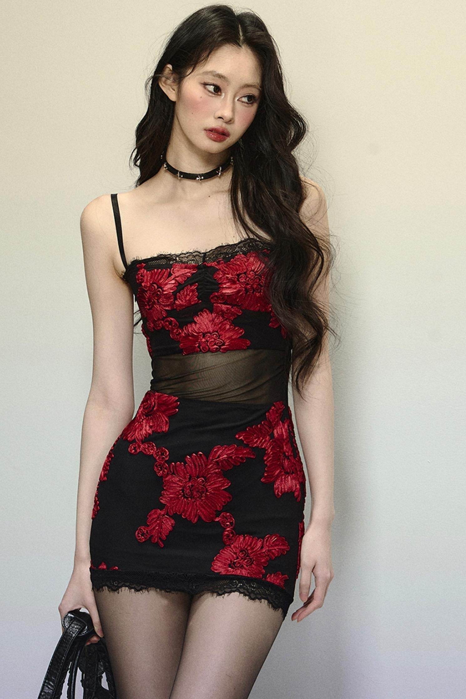 Elegant Wild Rose Slip Dress - My Store