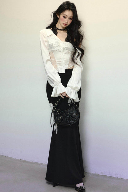 Asymmetrical Shoulder Top & Fishtail Skirt Set-Up - My Store