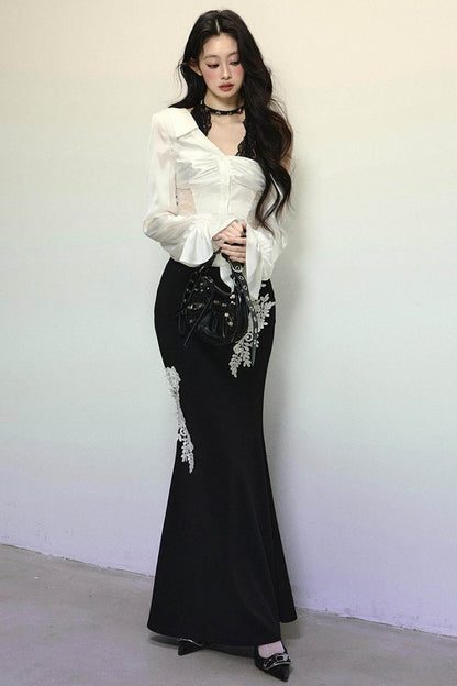 Asymmetrical Shoulder Top & Fishtail Skirt Set-Up - My Store